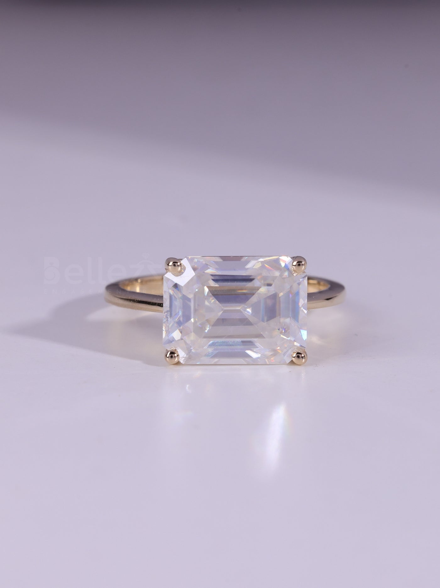 3.0CT East West Emerald Cut Solitaire Engagement Ring