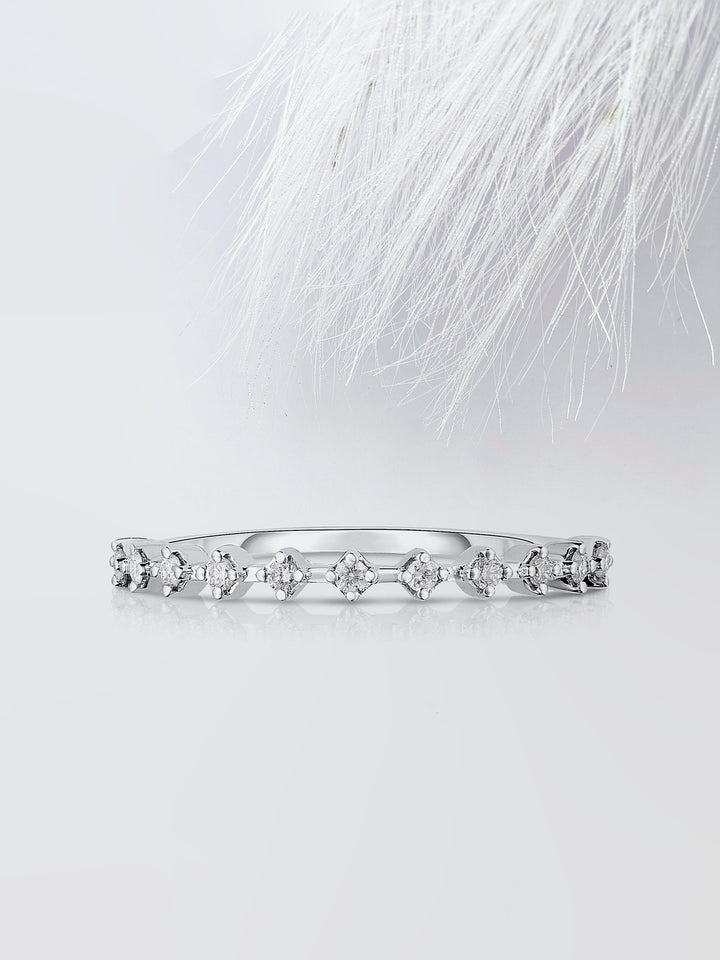 Round Cut Half Eternity Diamond Wedding Band For Women