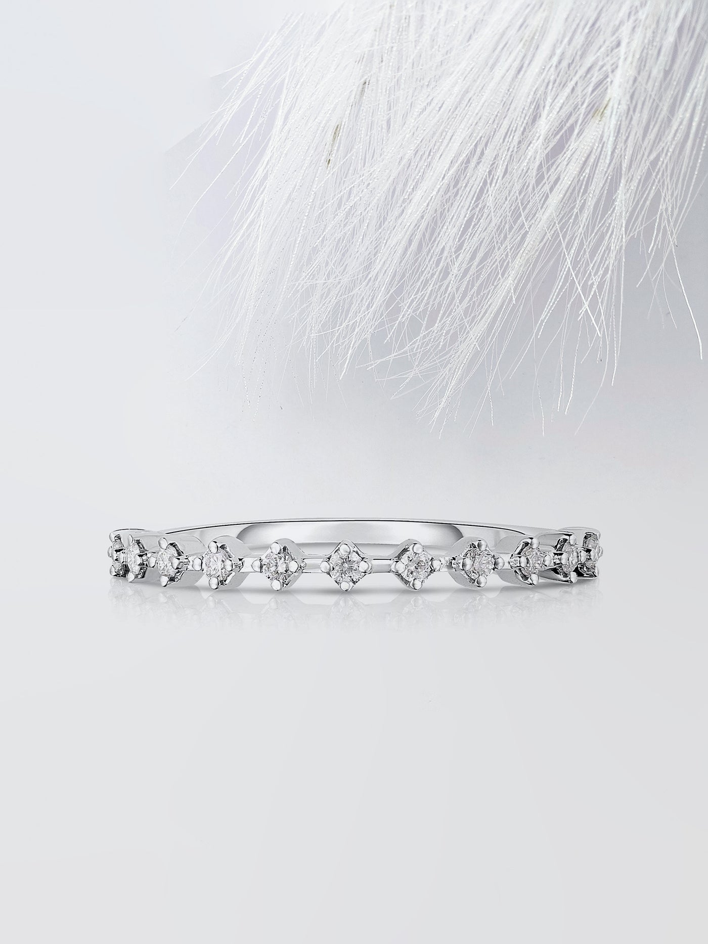 Round Cut Half Eternity Diamond Wedding Band For Women