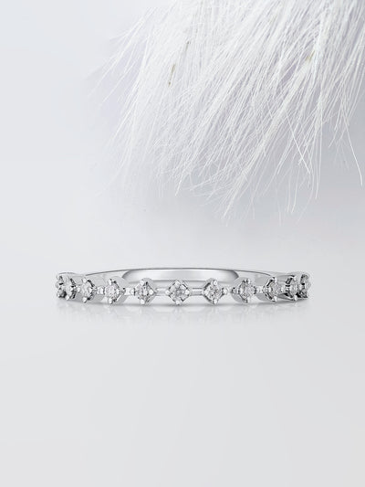 Round Cut Half Eternity Diamond Wedding Band For Women