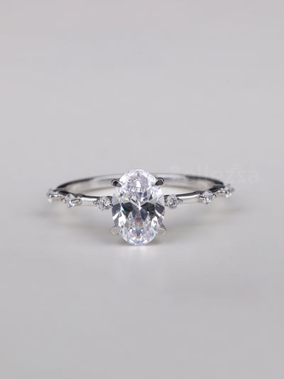 2.0CT Oval Cut Petite Pave Setting Moissanite Engagement Ring