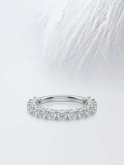 Round Cut Semi Eternity (3\4) Diamond Wedding Band For Women