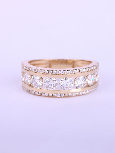 Round Cut Channel Set Half Eternity Wedding Band