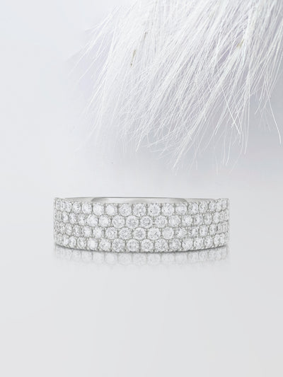 Round Cut Four Row Stackable Pave Diamond Wedding Band For Women