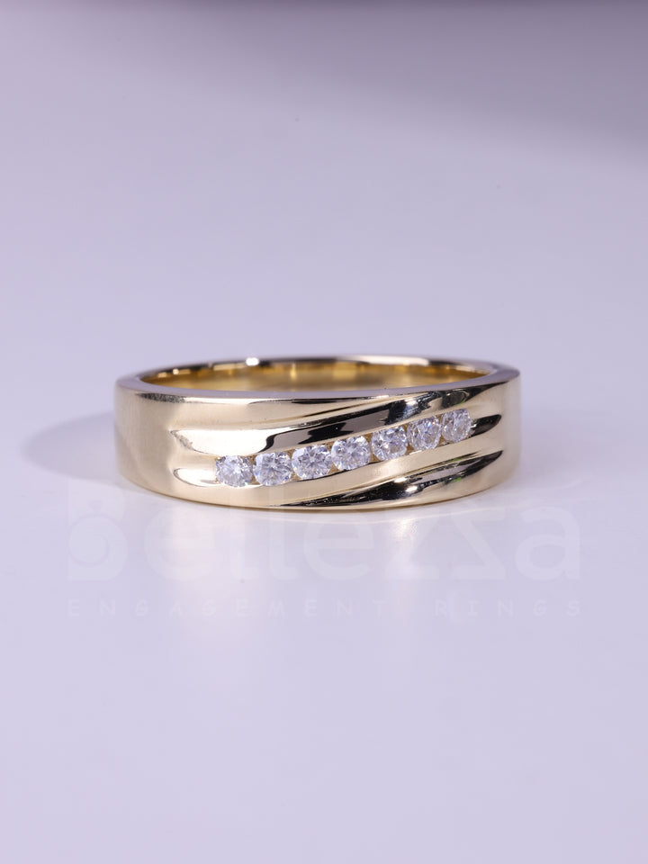 1.0CTW Round Cut Channle Set Men's Wedding Band