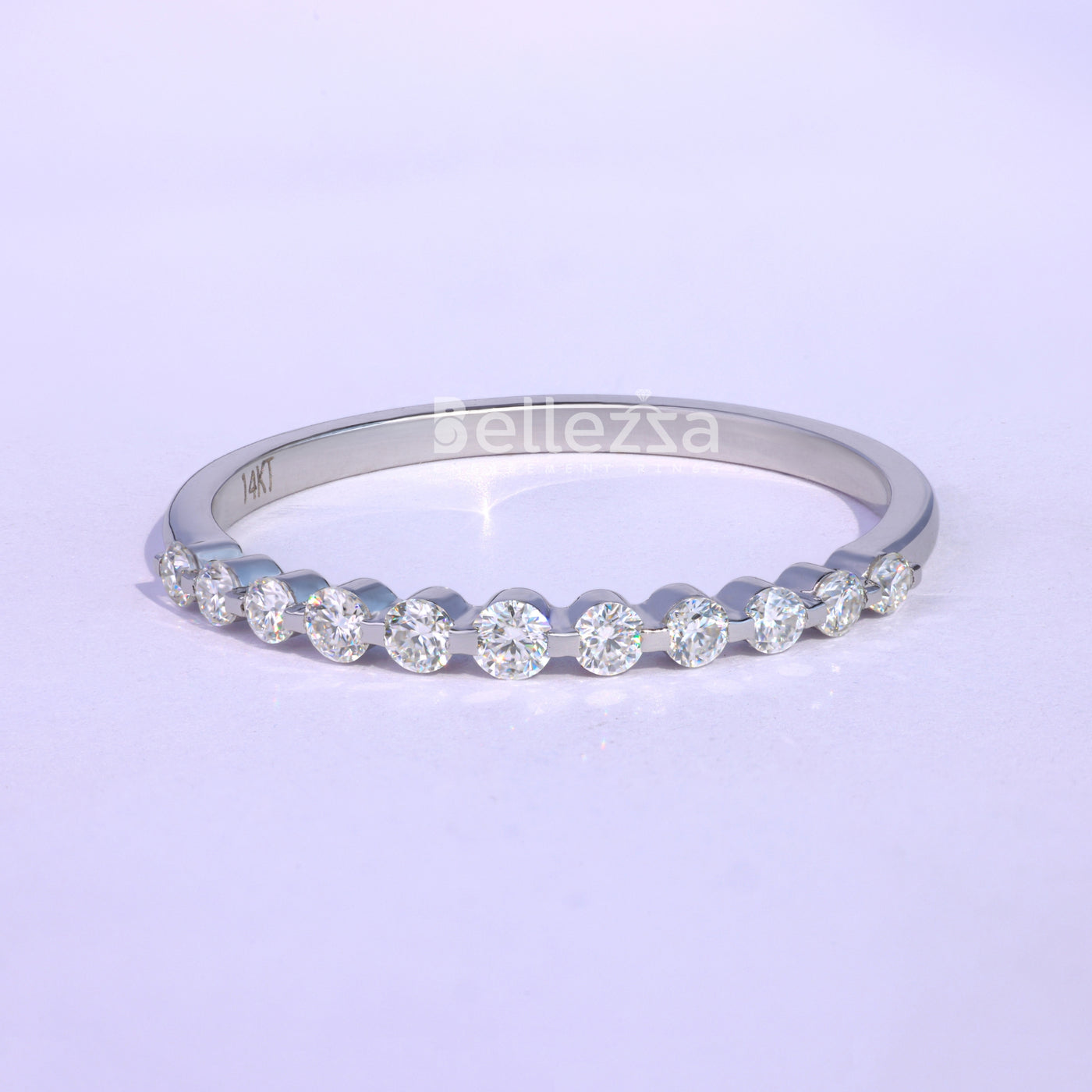Round Cut Half Eternity Moissanite Wedding Band - Ready To Ship