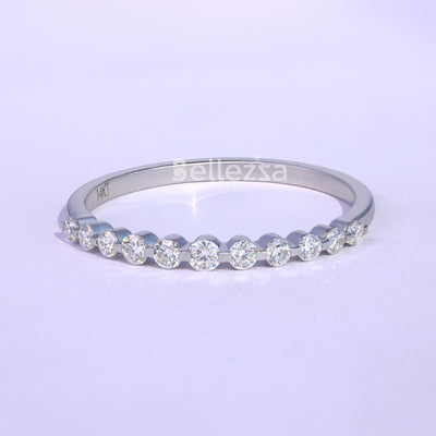 Round Cut Half Eternity Moissanite Wedding Band - Ready To Ship