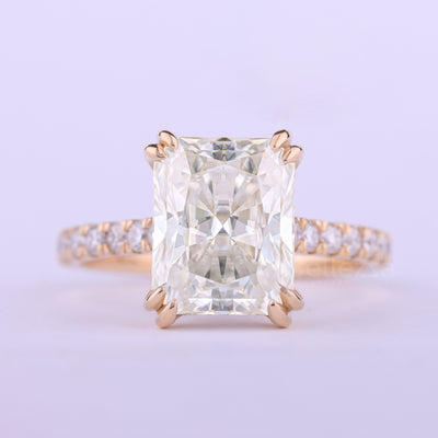 1.50CT Radiant Cut Pave Setting Moissanite Engagement Ring
