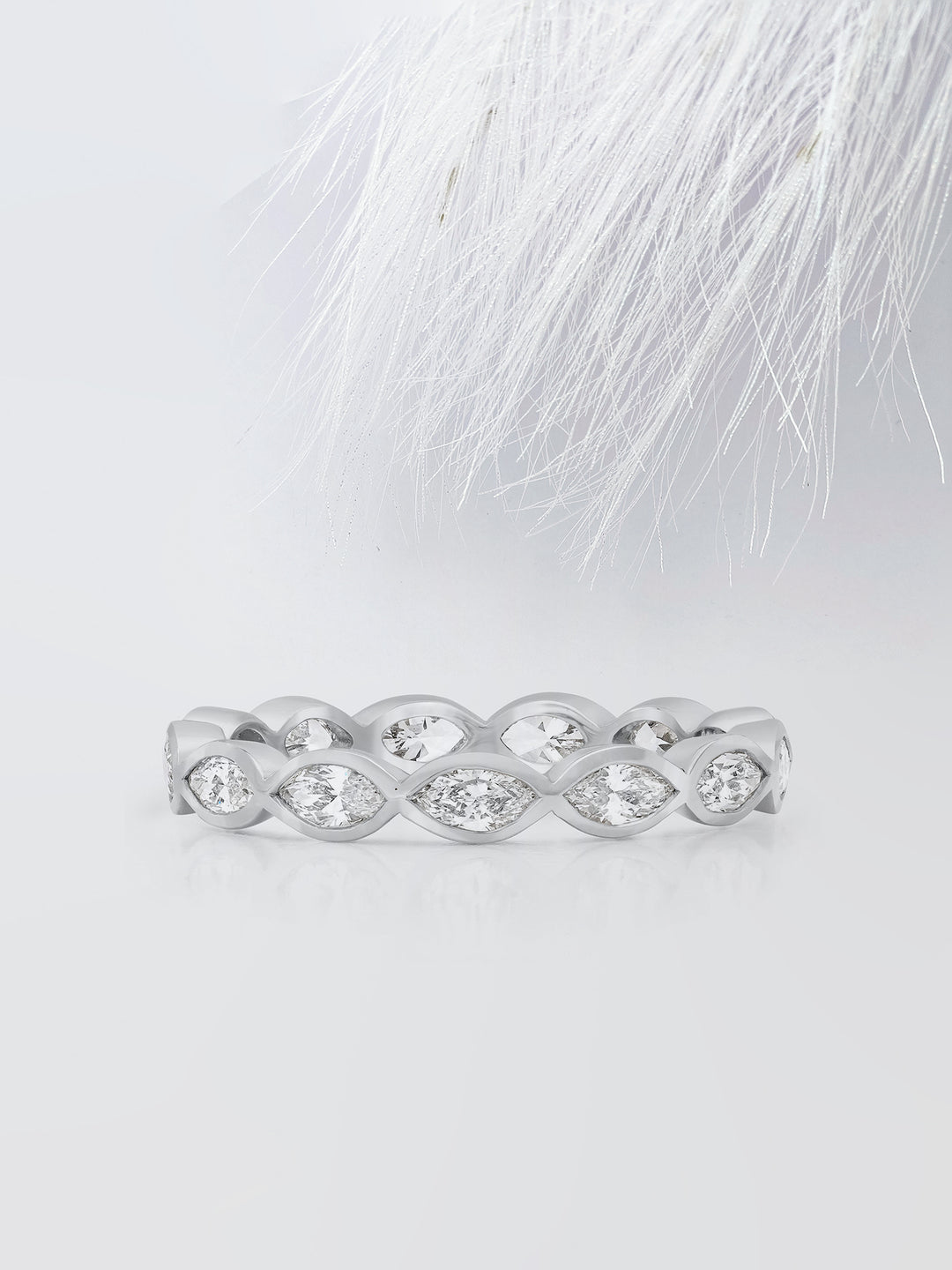 Marquise Cut Bezel Diamond Wedding Band For Women