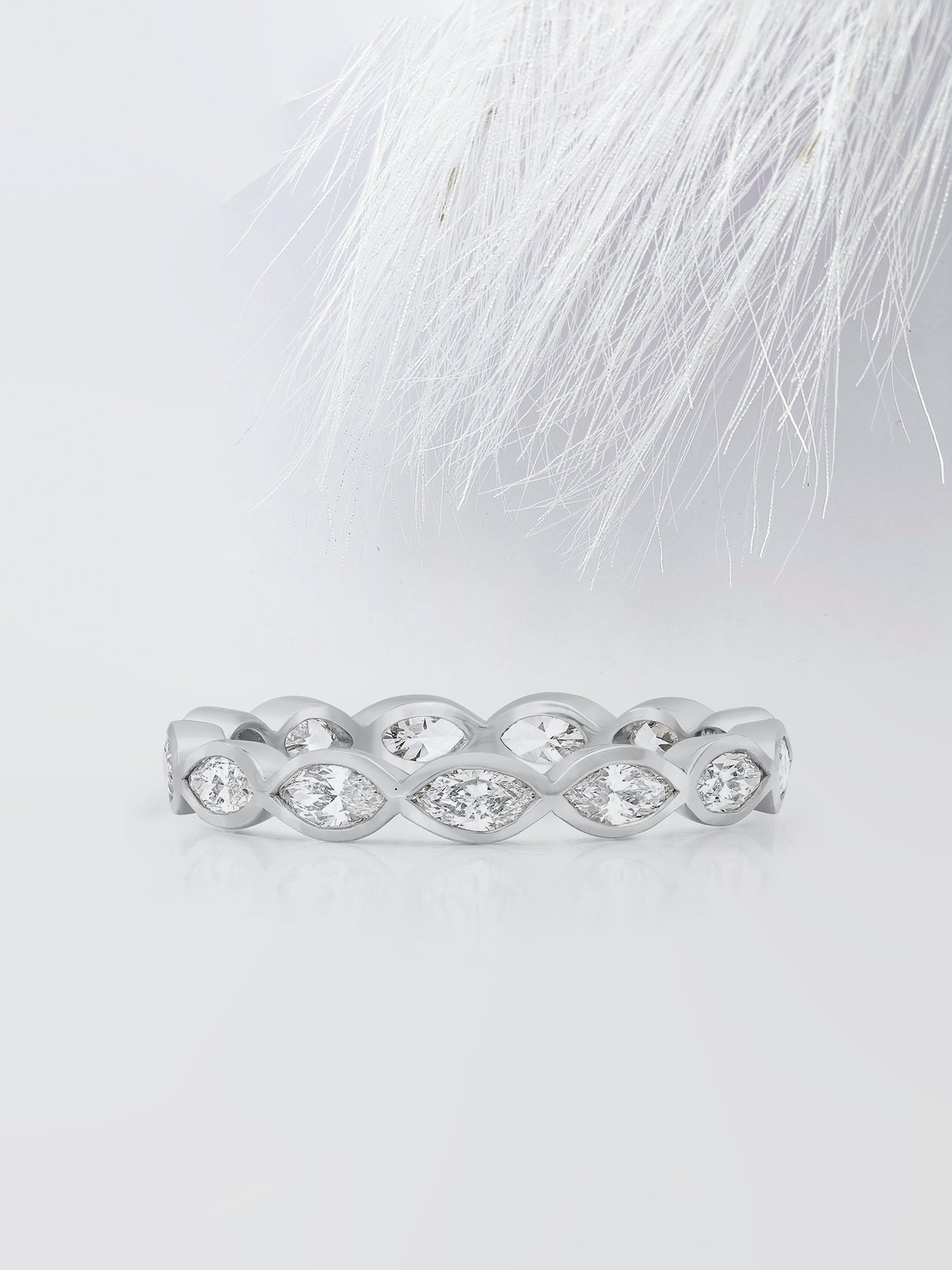 Marquise Cut Bezel Diamond Wedding Band For Women