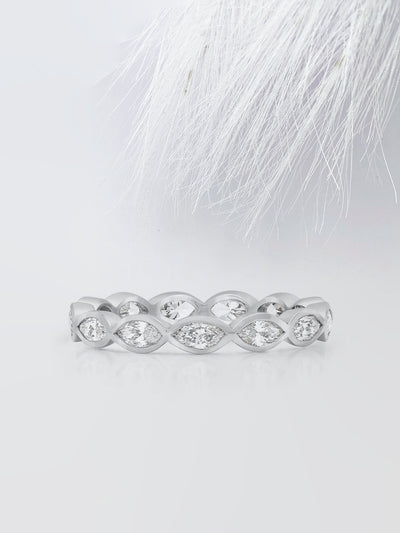 Marquise Cut Bezel Diamond Wedding Band For Women