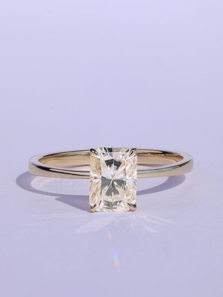 1.0CT Radiant Cut Moissanite Classic Solitaire Timeless Engagement Ring