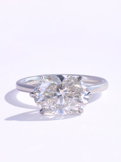 2.0CT East-West Oval Cut Solitaire Moissanite Engagement Ring