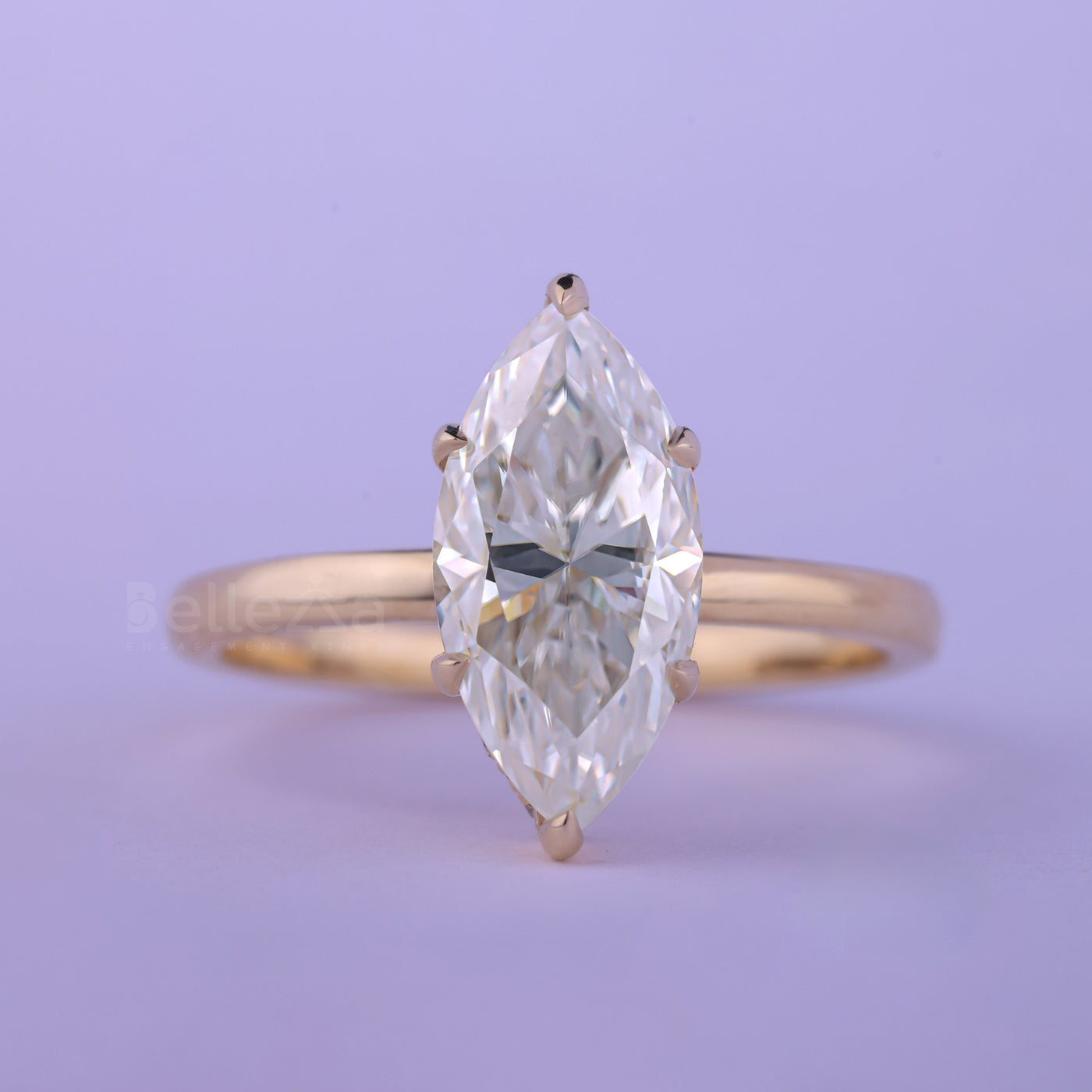 2.0CT Marquise Cut HIdden Halo Moissanite Engagement Ring