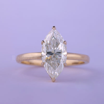 2.0CT Marquise Cut HIdden Halo Moissanite Engagement Ring