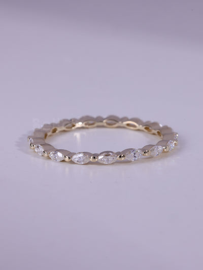 Marquise Cut Minimalist Eternity Wedding Band