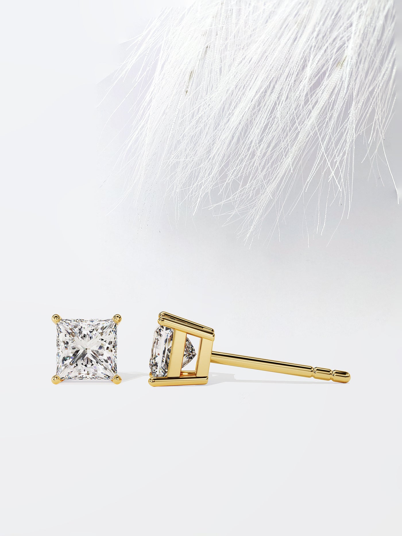 Princess Cut Solitaire Moissanite Stud Diamond Earrings For Women