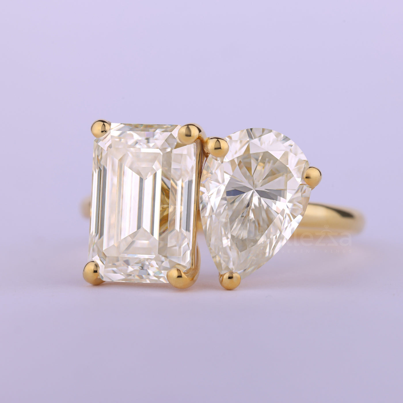 2.0CTW Emerald & Pear Toi Et Moi Engagement Ring For Her