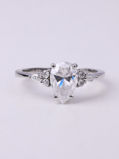 1.50CT Pear Cut Cluster Diamond Engagement Ring