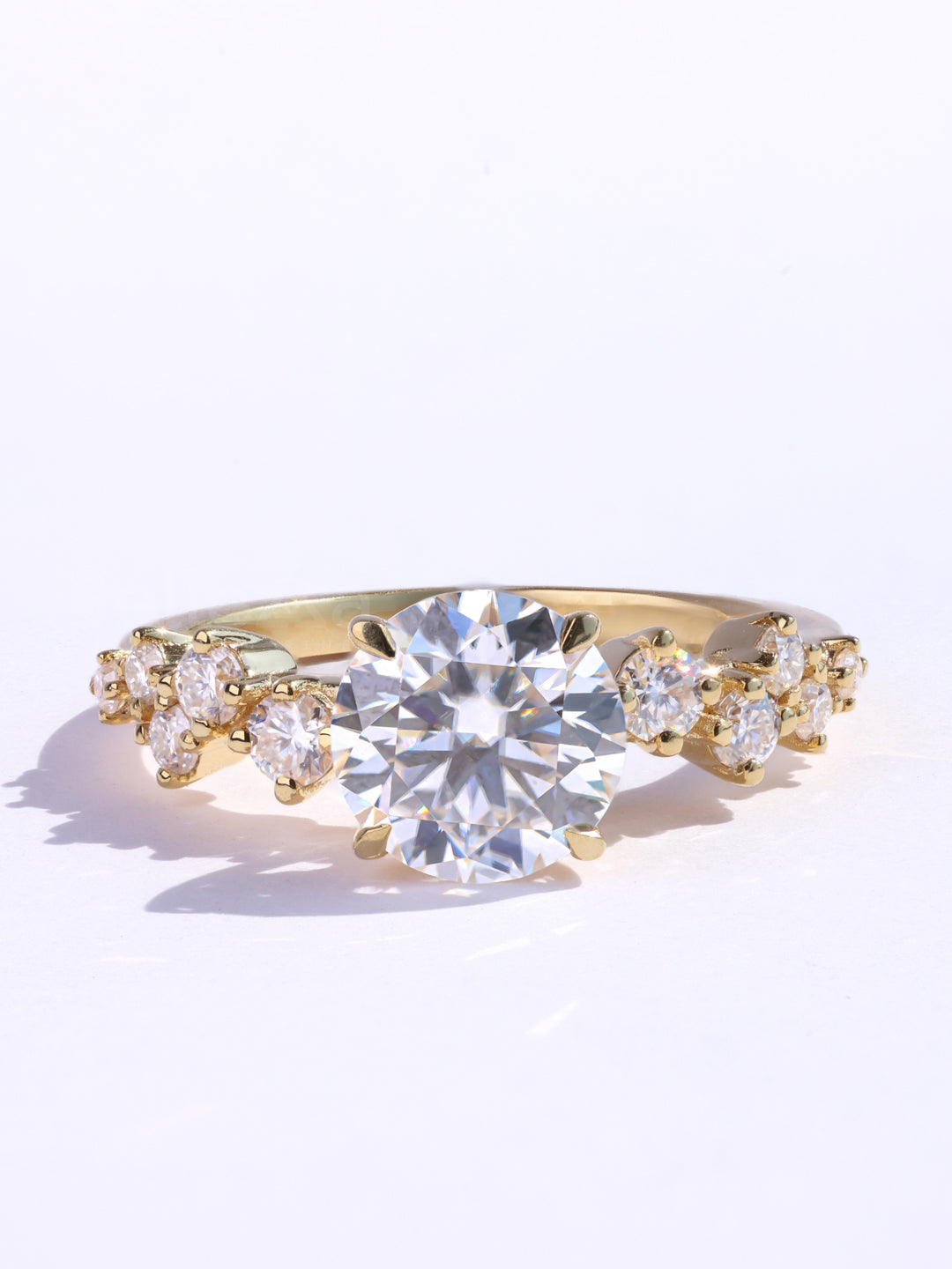 1.0CT Round Cut Cluster Diamond Moissanite Engagement Ring