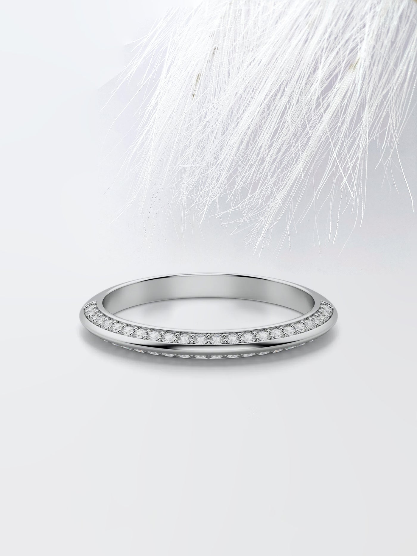 Round Cut Knife-Edge Accented Wedding Band For Women