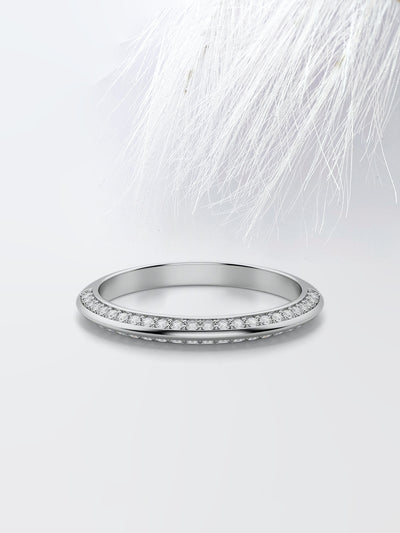 Round Cut Knife-Edge Accented Wedding Band For Women