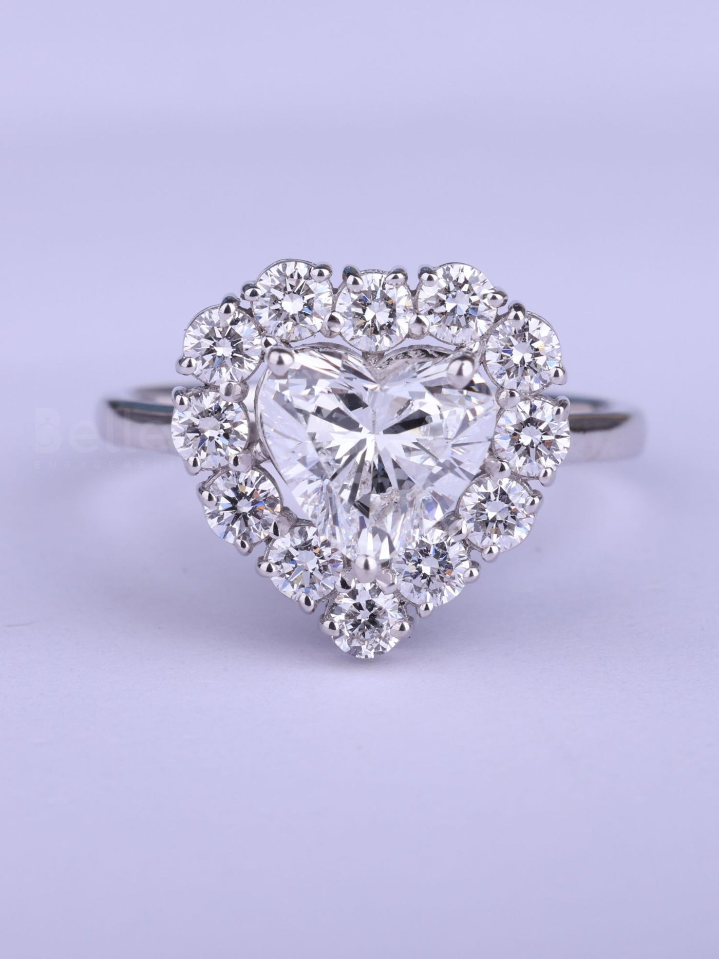 2.0CT Heart Cut Halo Setting Moissanite Engagement Ring