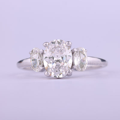 1.0CT Oval Cut Three Stone Moissanite Engagement Ring