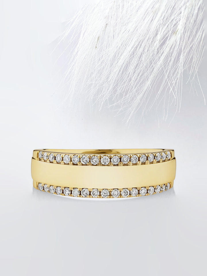 Round Cut Two Row Moissanite Men's Diamond Wedding Band