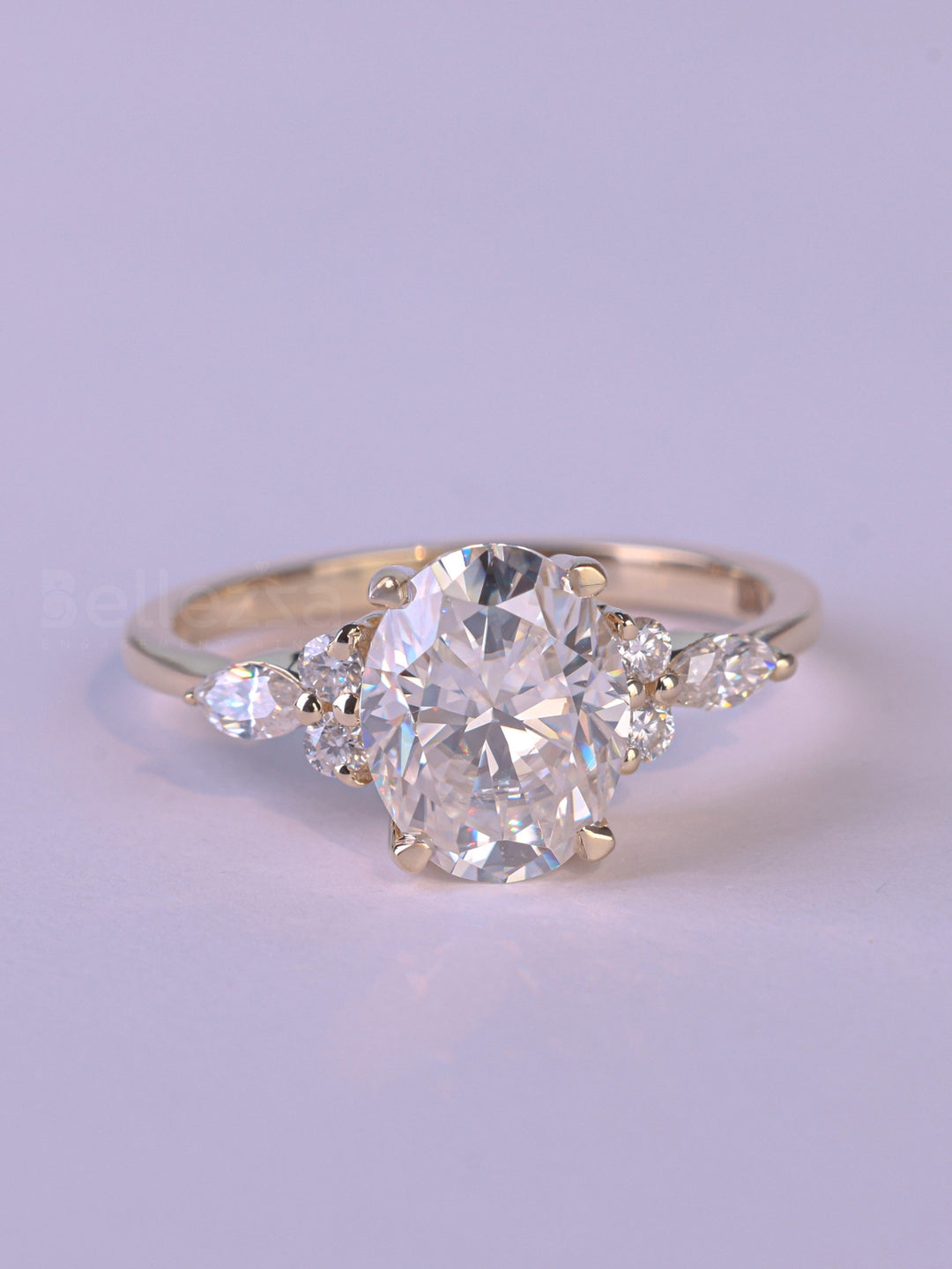 2.0CT Oval Cut Cluster Diamond Moissanite Engagement Ring