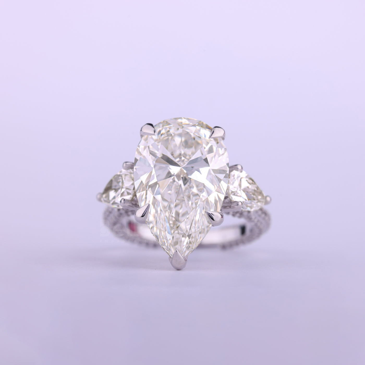 3.50CT Pear Cut Diamond Three Stone Cluster Engagement Ring