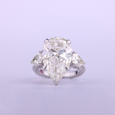 3.50CT Pear Cut Diamond Three Stone Cluster Engagement Ring