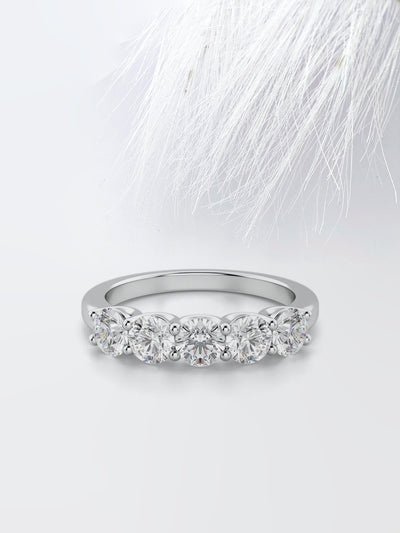 Round Cut Five Stone Diamond Wedding Band