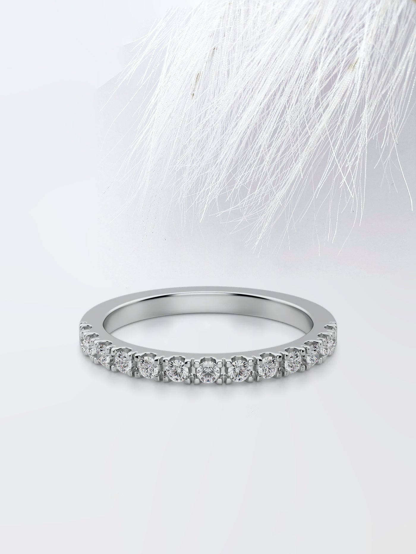 Round  Cut Half Eternity Wedding Band For Her