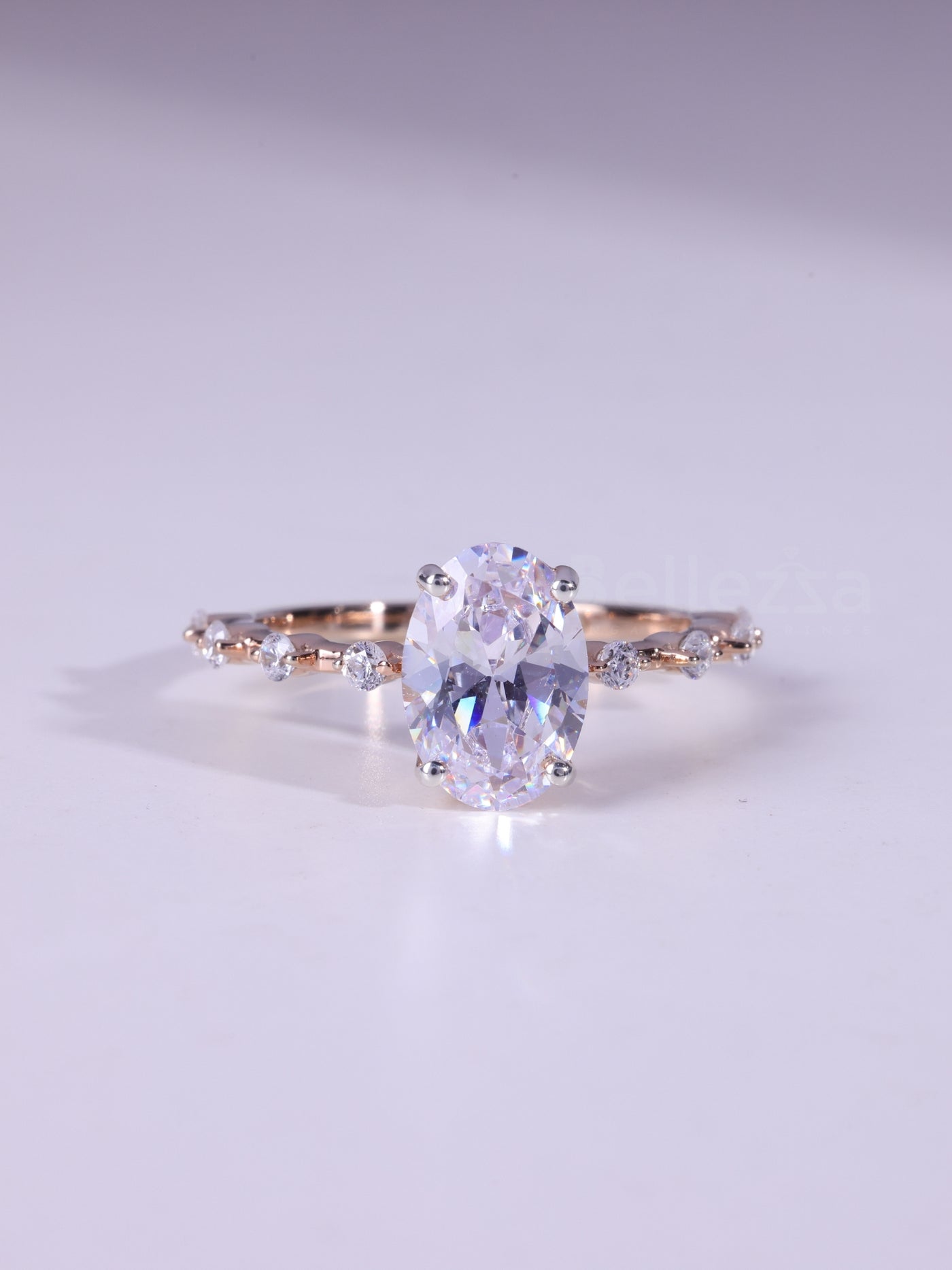 1.20CT Oval Cut Diamond Dainty Pave Setting Moissanite Engagement Ring