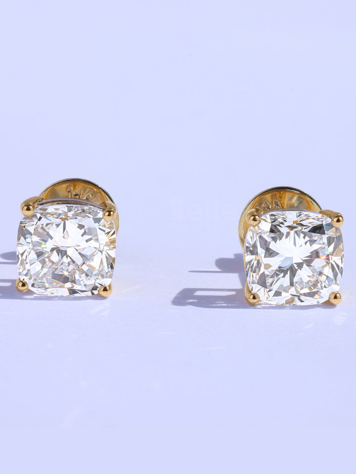 Cushion Cut Diamond Moissanite Stud Earrings For Her