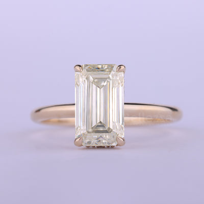2.0CT Elongated Emerald Cut Hidden Halo Engagement Ring