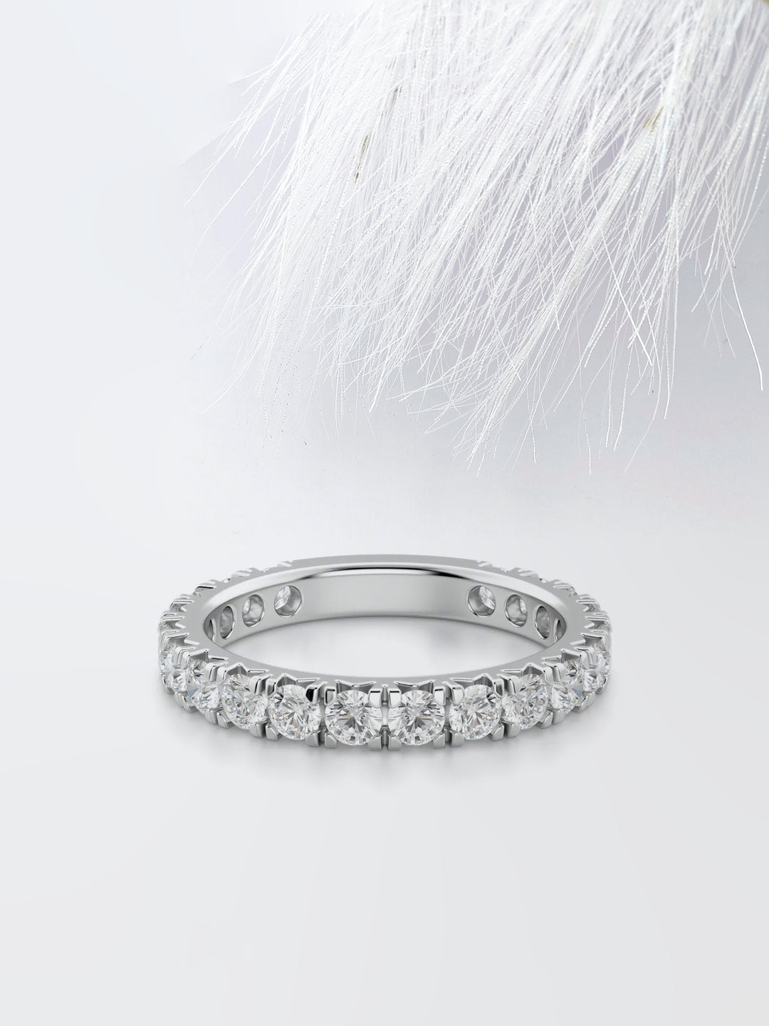 Round Cut 3/4 Eternity Diamond Wedding Band For Women