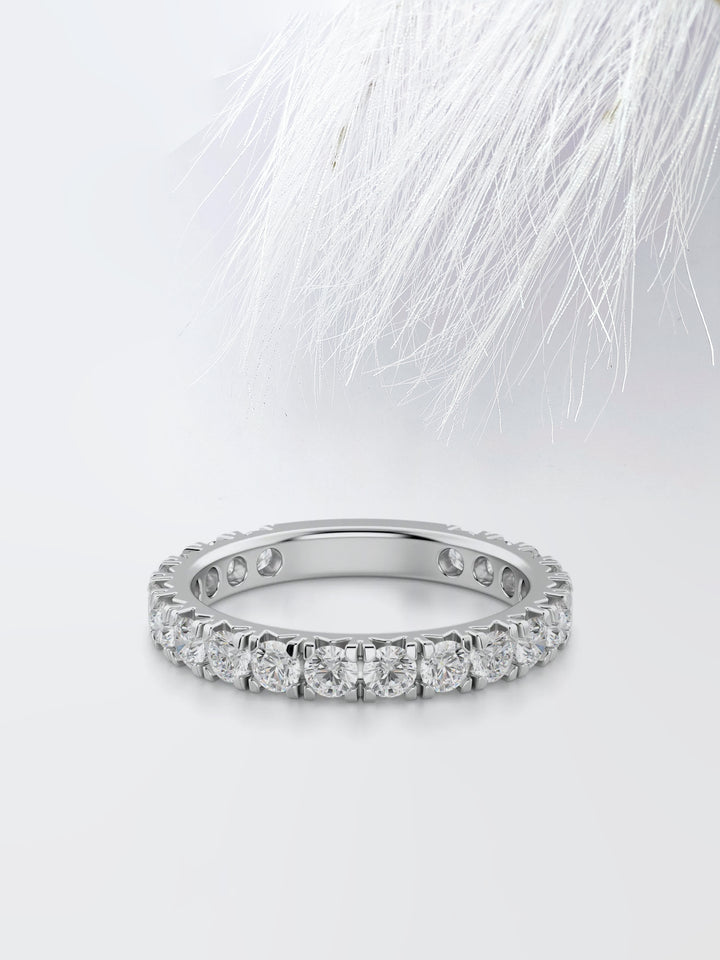Round Cut 3/4 Eternity Diamond Wedding Band For Women