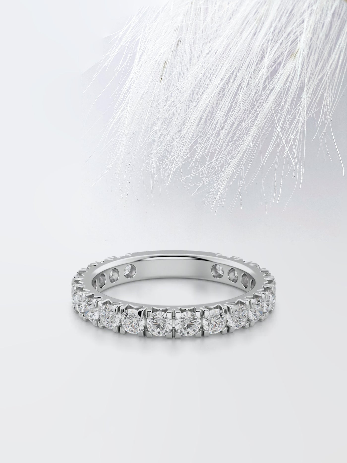 Round Cut 3/4 Eternity Diamond Wedding Band For Women