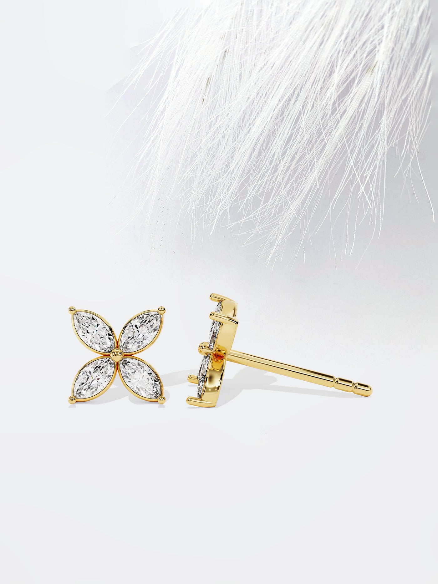 Marquise Cut Clover Moissanite Stud Diamond Earrings For Women