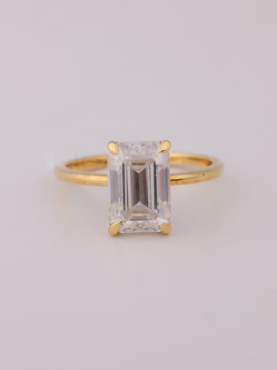 2.0CT Emerald Cut Diamond Hidden Halo Moissanite Engagement Ring