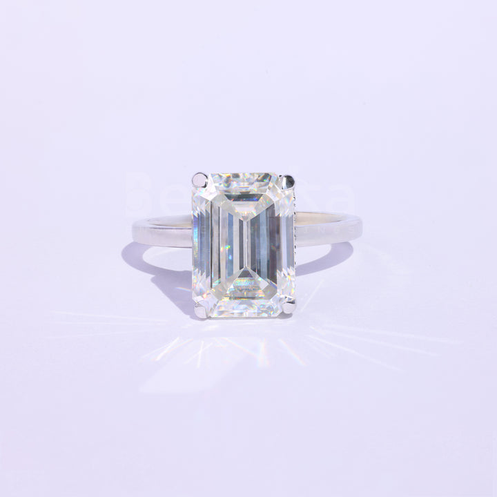 4.0CT Emerald Cut Hidden Halo Engagement Ring - Ready to Ship