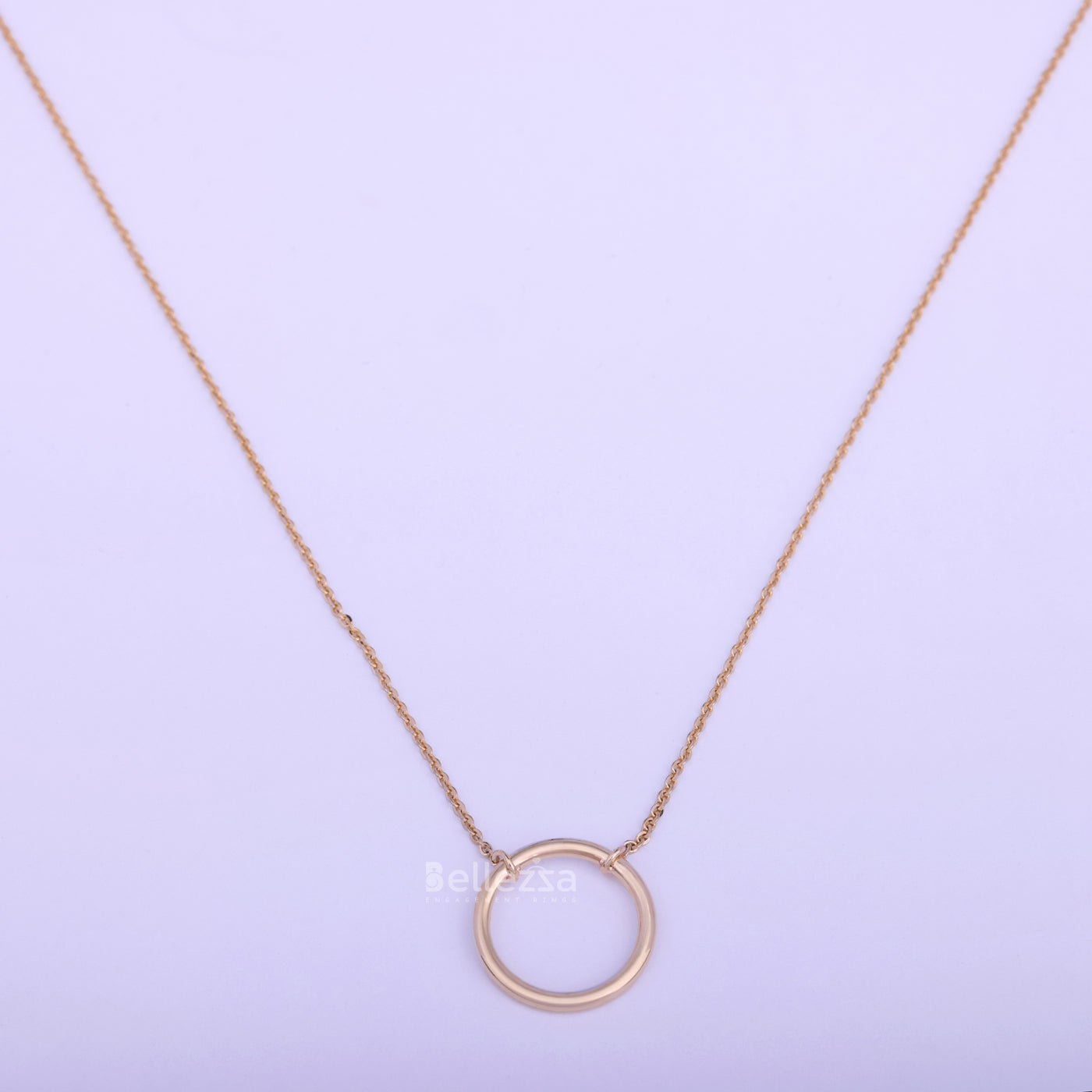 14K Yellow Gold Circle Moissanite Necklace - Ready To Ship