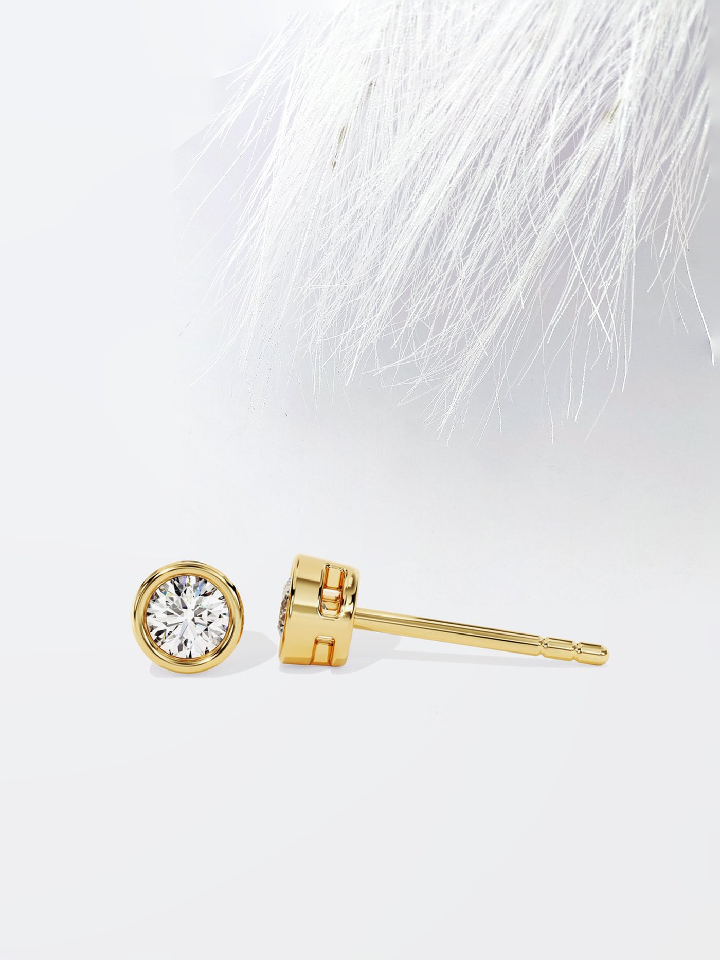 Round Cut Bezel Set Moissanite Stud Diamond Earrings