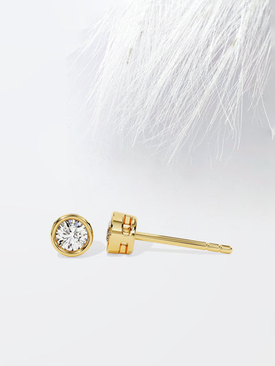 Round Cut Bezel Set Moissanite Stud Diamond Earrings