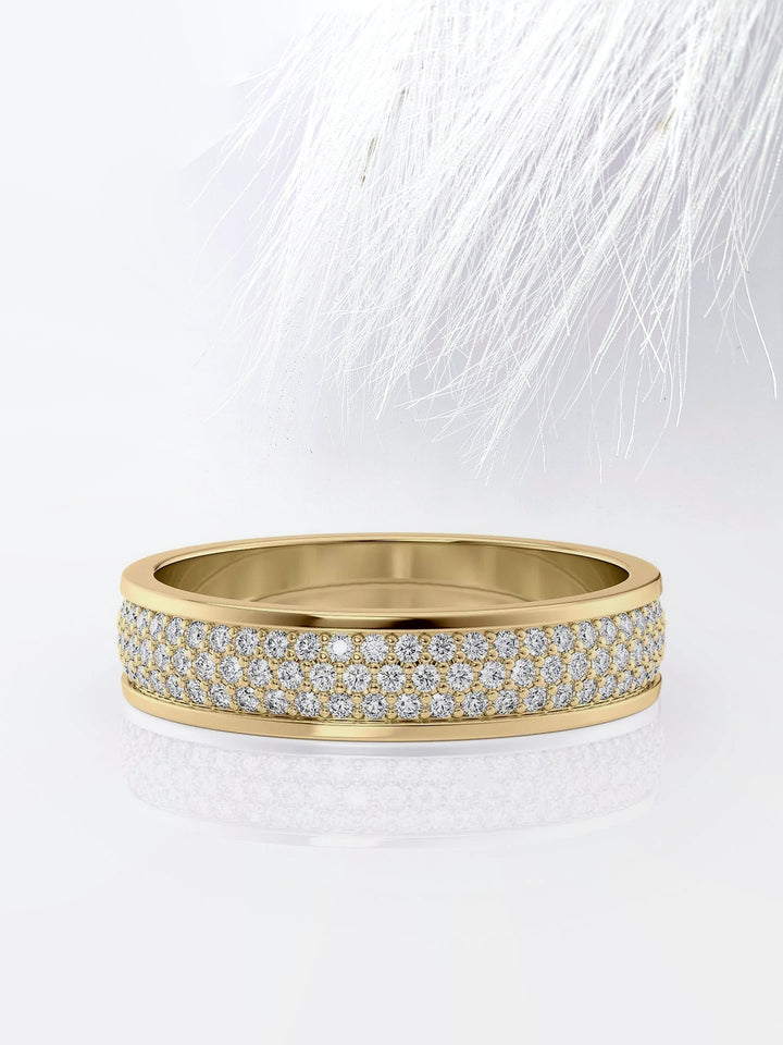 Round Cut Three Row Channel Moissanite Men's Diamond Wedding Band