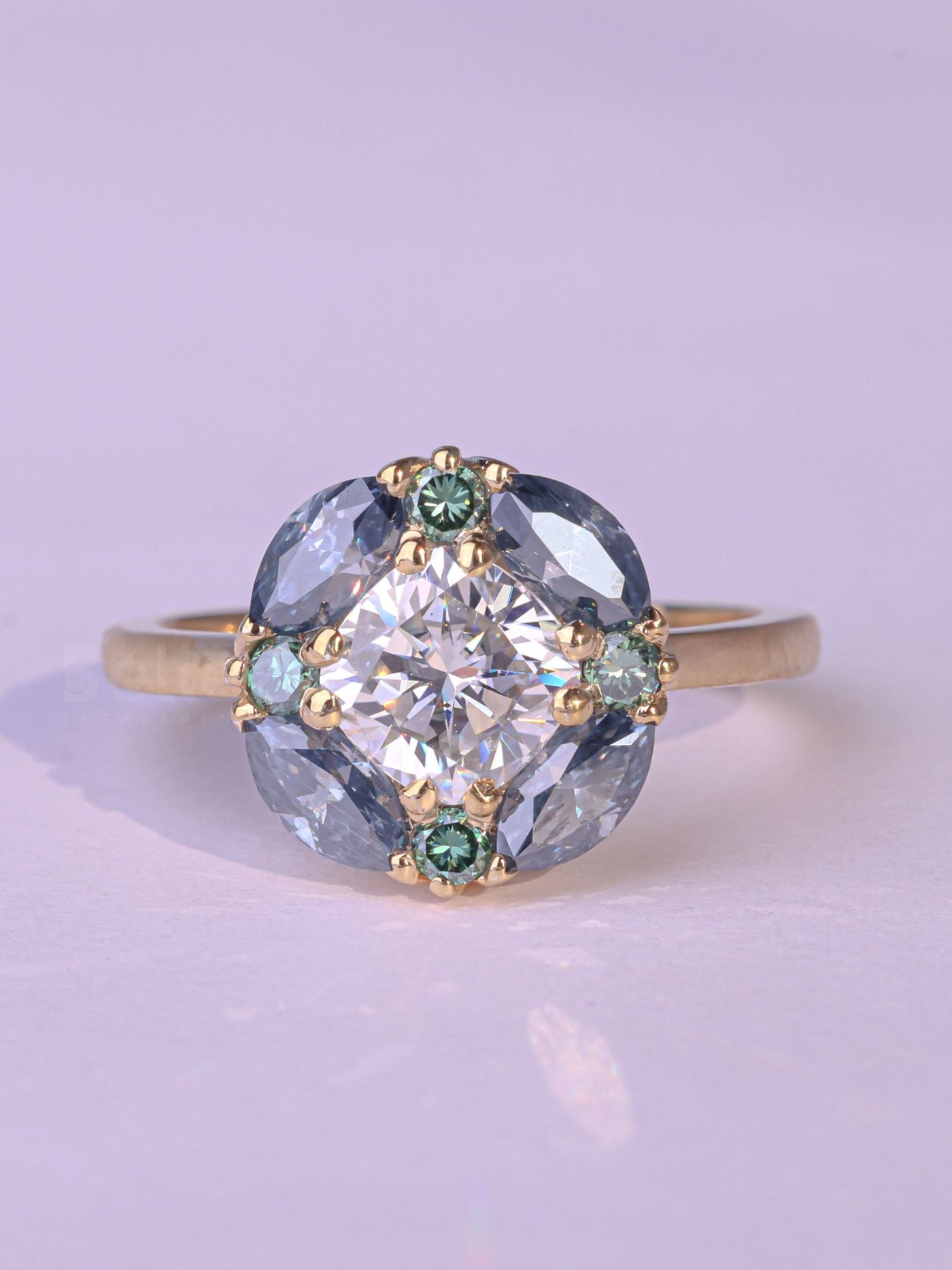 1.0CT Round cut Diamond Unique Halo Moissanite Engagement Ring