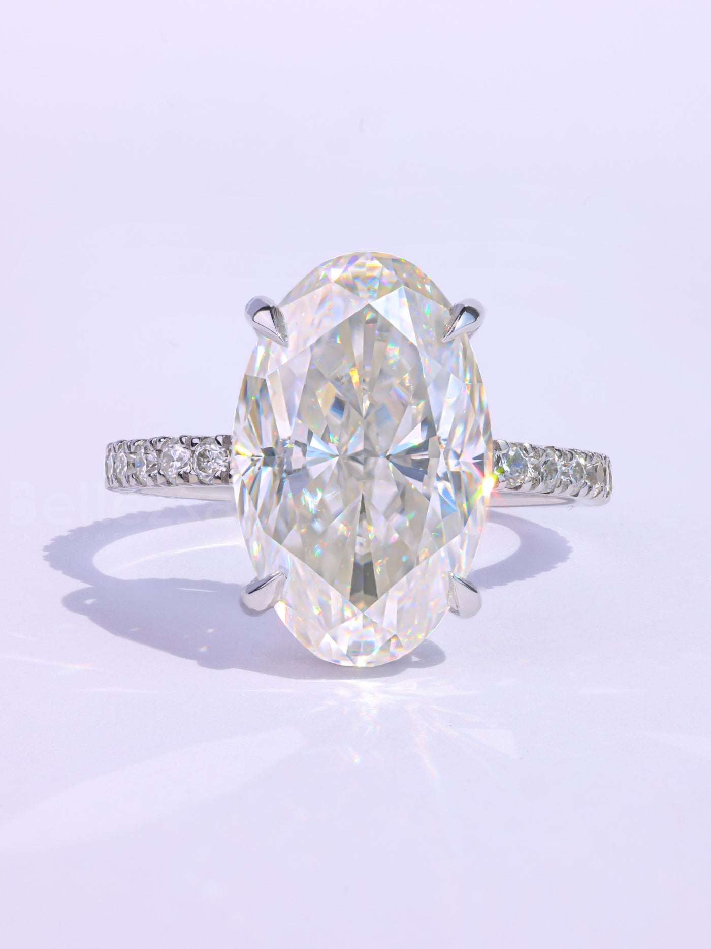 4.50CT Oval Cut Pave Setting Moissanite Engagement Ring