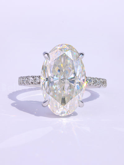 4.50CT Oval Cut Pave Setting Moissanite Engagement Ring